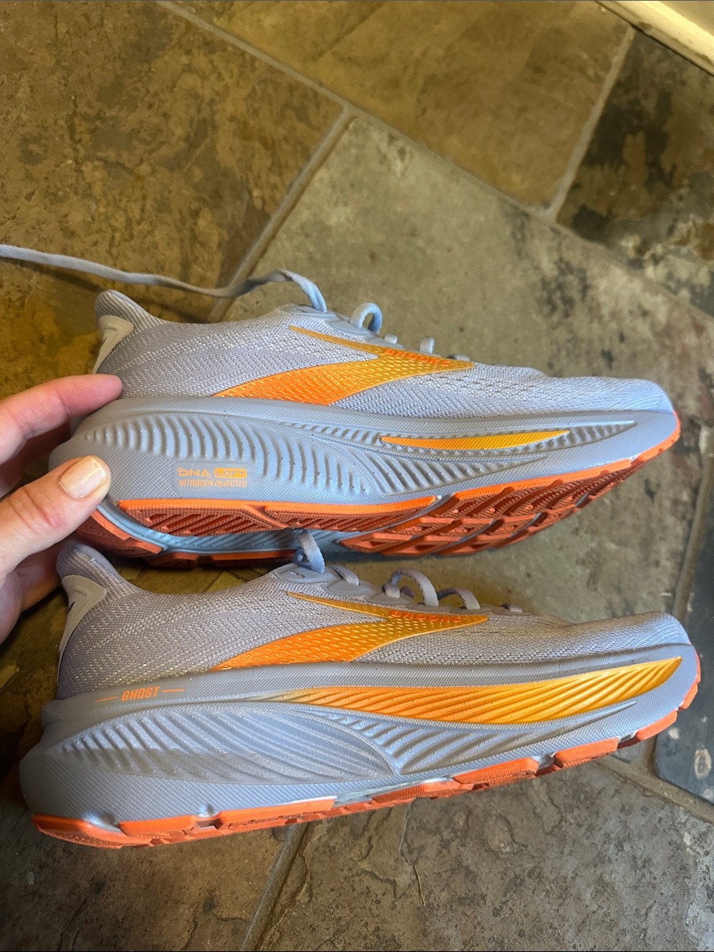 Brooks Ghost 17 Women's Lavender Running Sneakers with Orange Accents - Picture 6 of 6